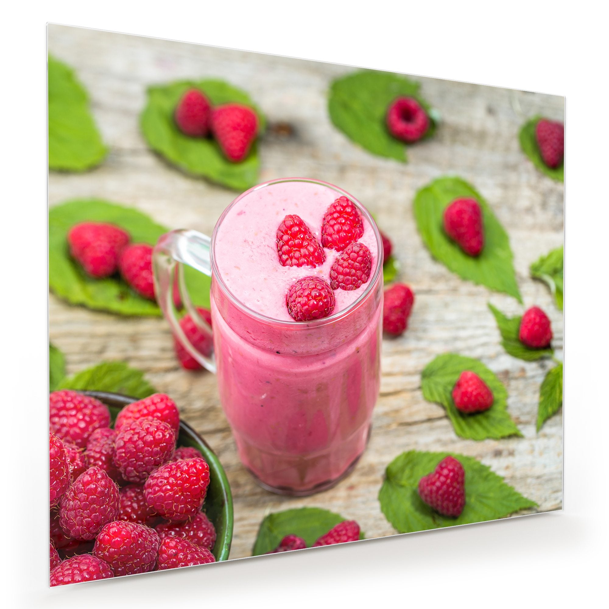 Wandbild - Smoothiejoghut mit Himbeeren