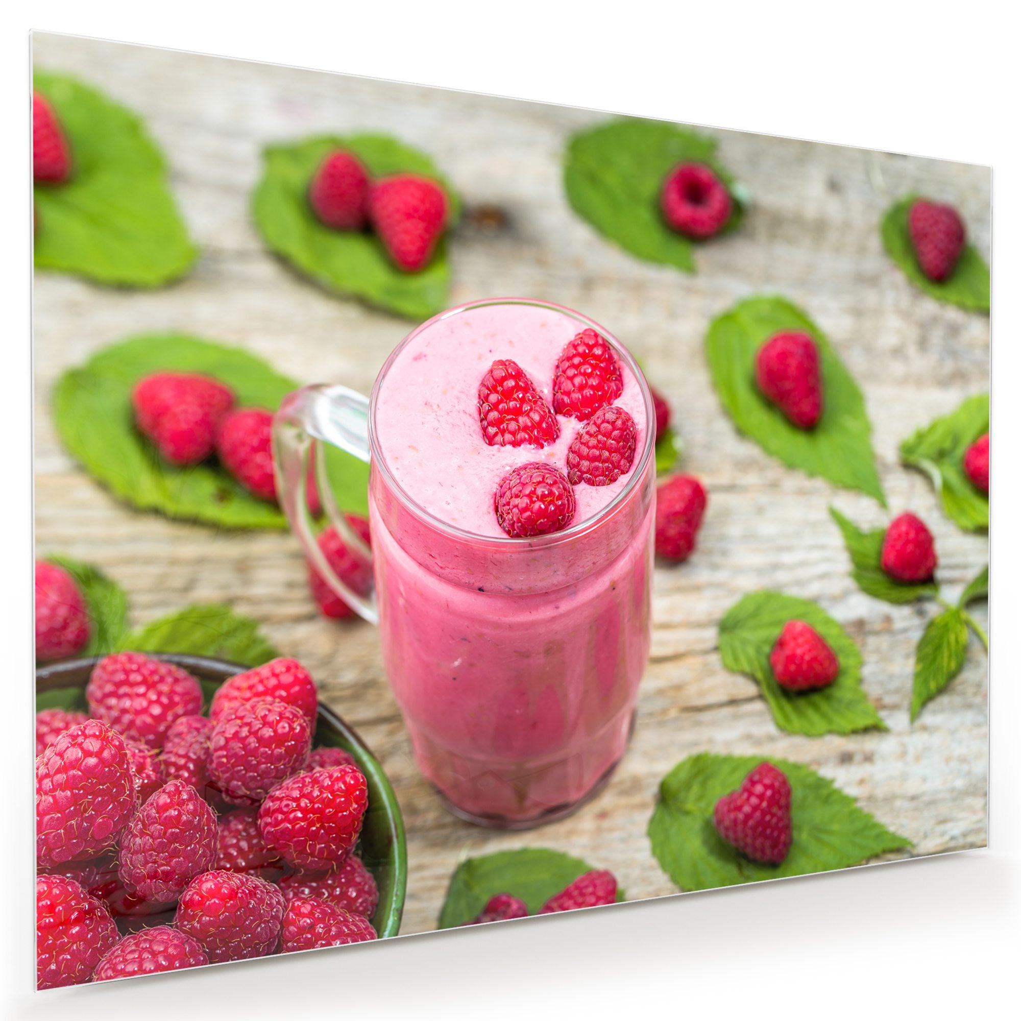 Wandbild - Smoothiejoghut mit Himbeeren