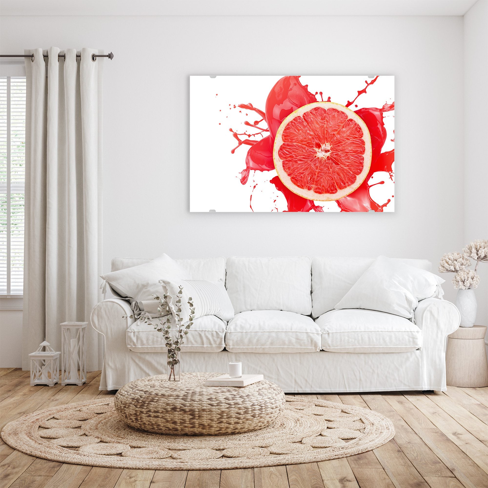 Wandbild - Blutorange mit Spritzer