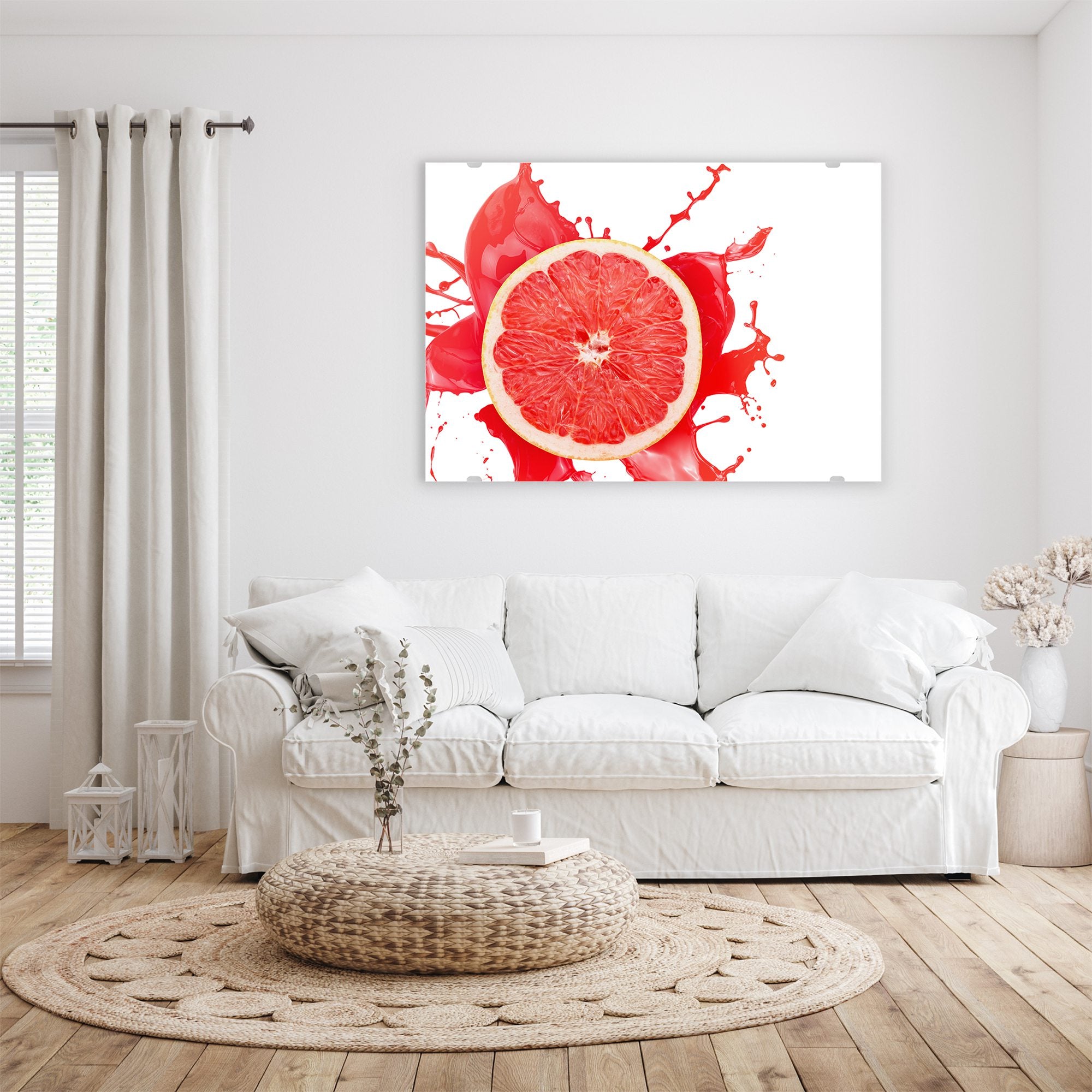 Wandbild - Blutorange mit Spritzer