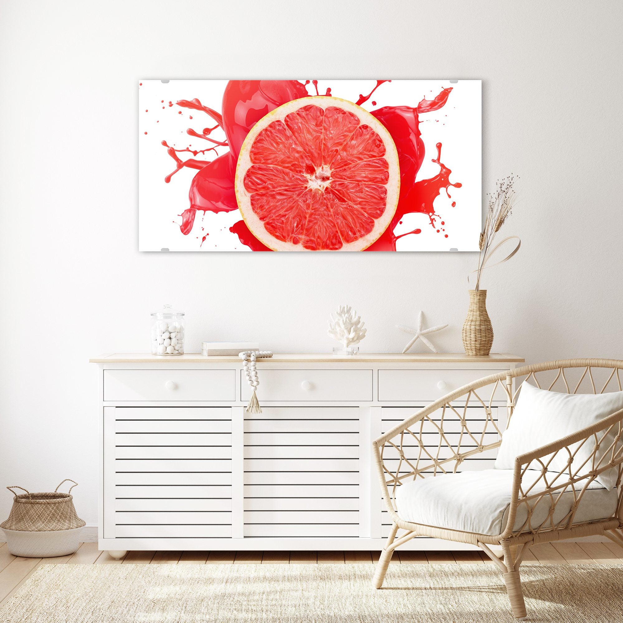 Wandbild - Blutorange mit Spritzer