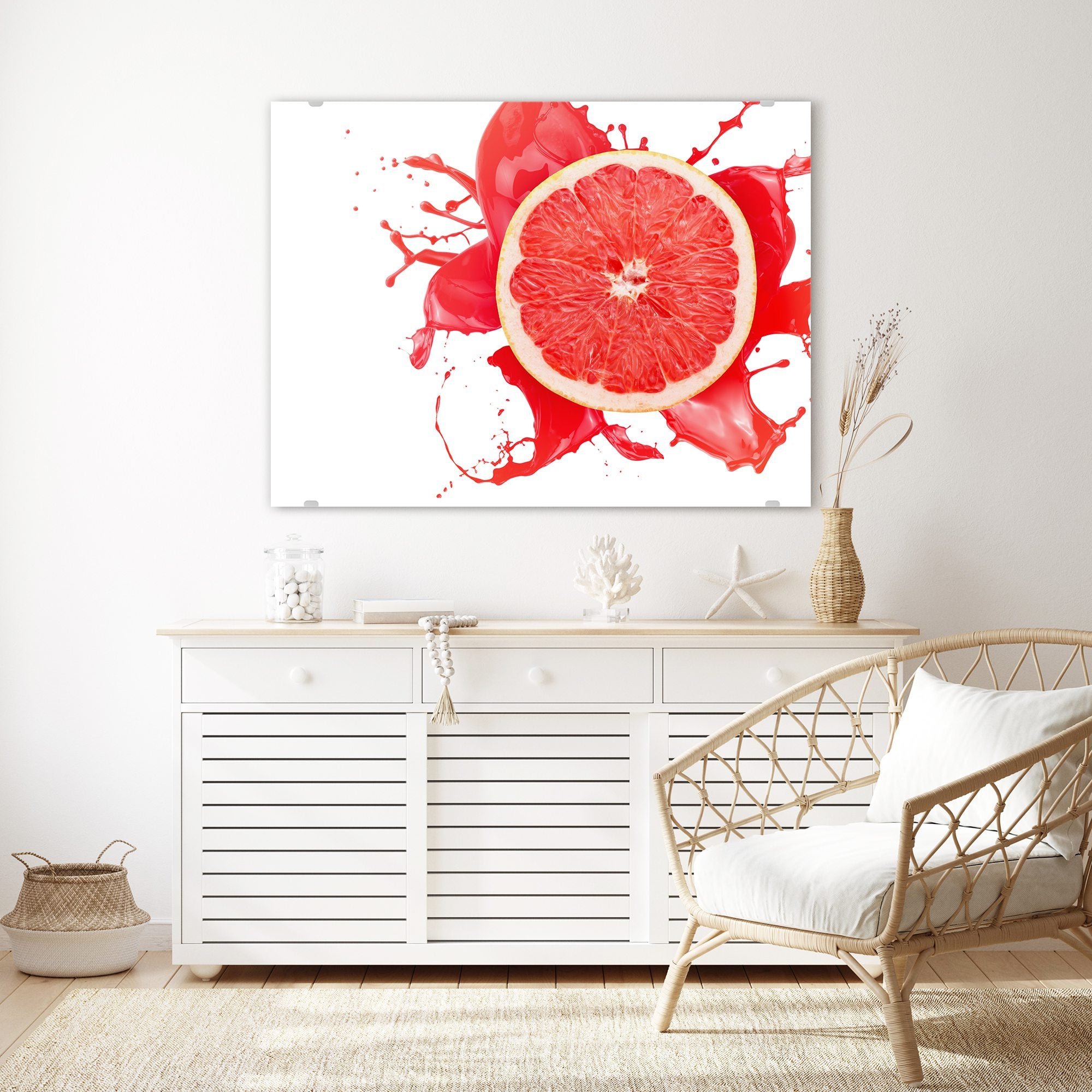 Wandbild - Blutorange mit Spritzer