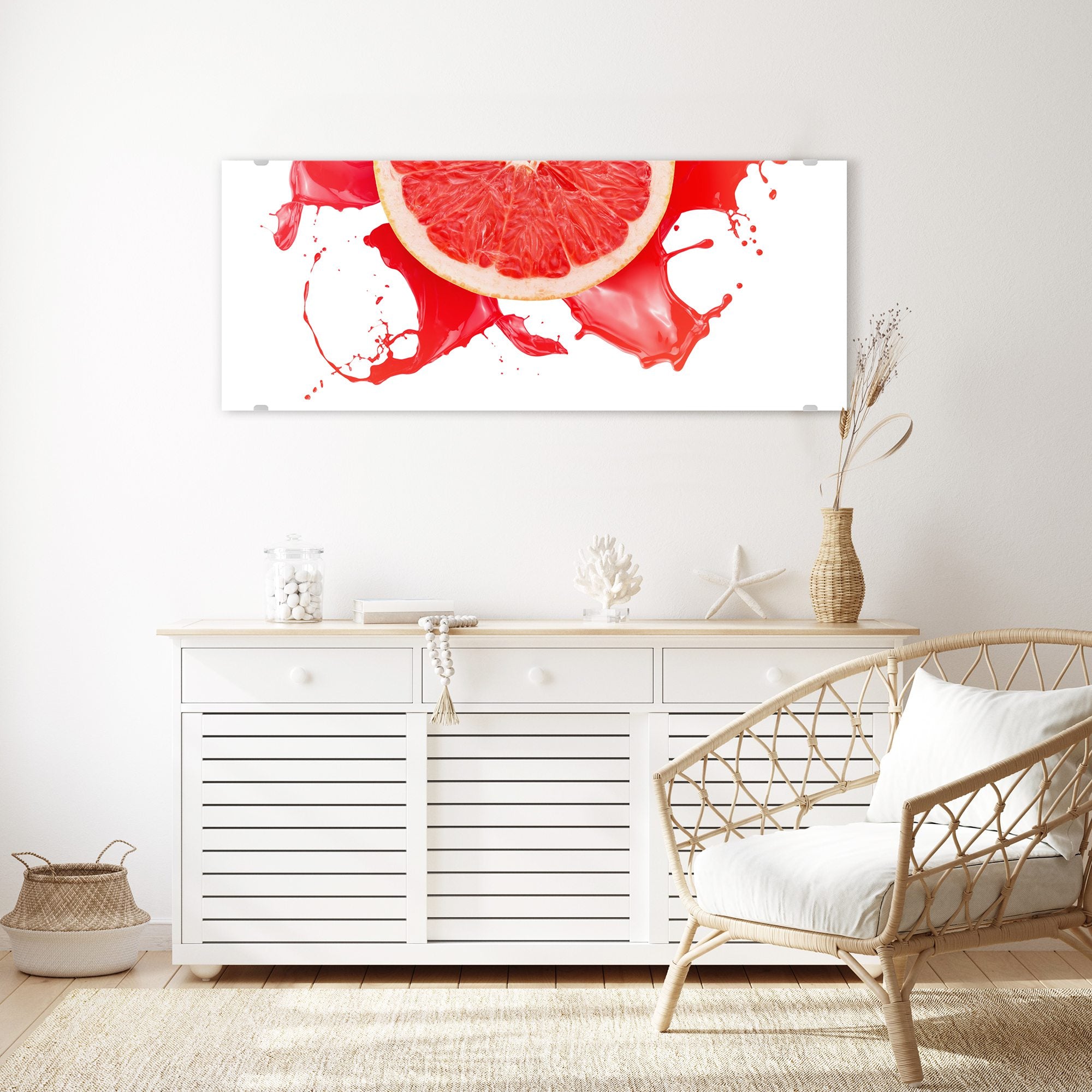 Wandbild - Blutorange mit Spritzer