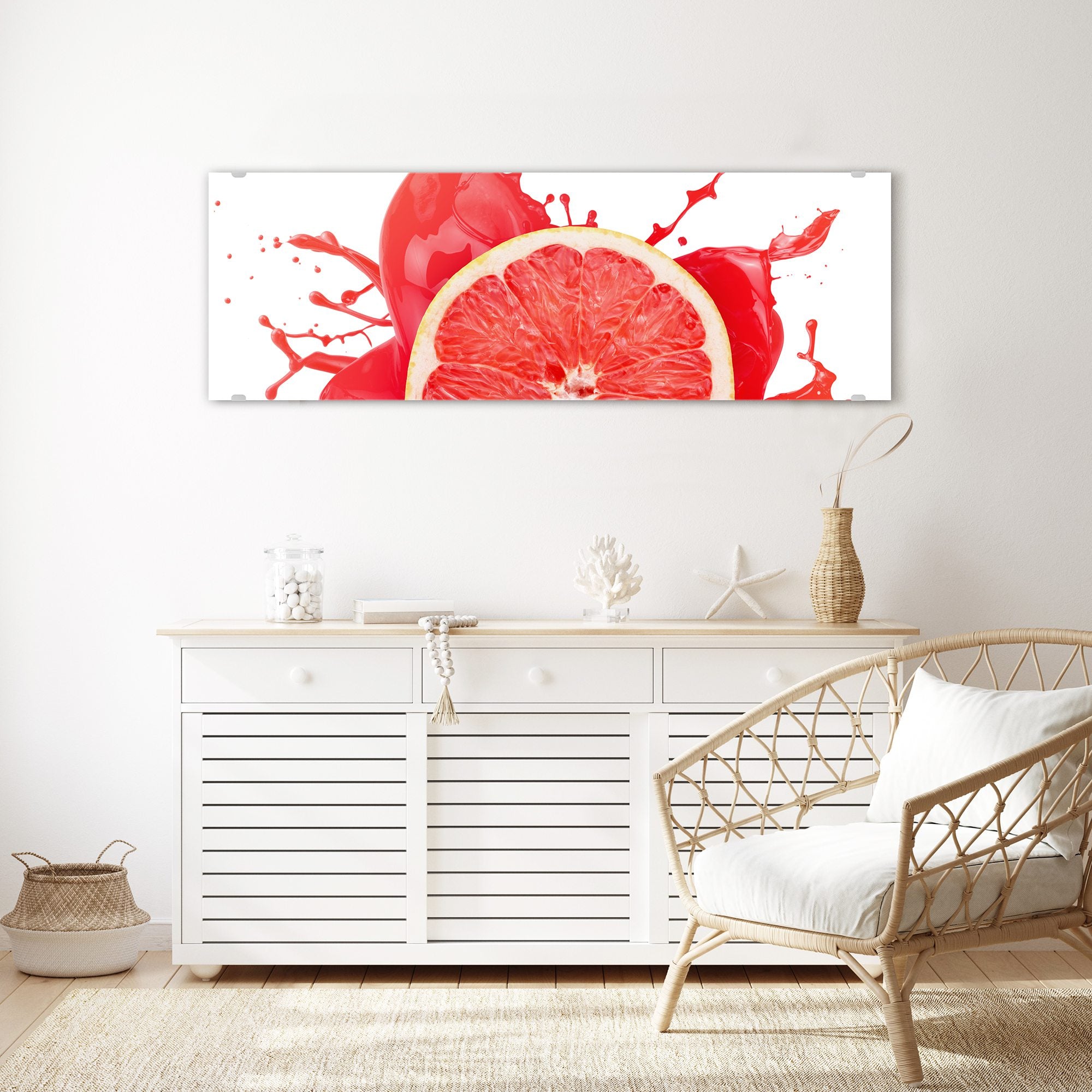 Wandbild - Blutorange mit Spritzer