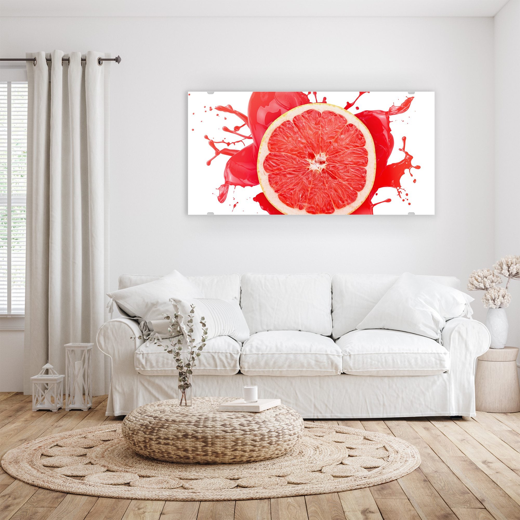 Wandbild - Blutorange mit Spritzer