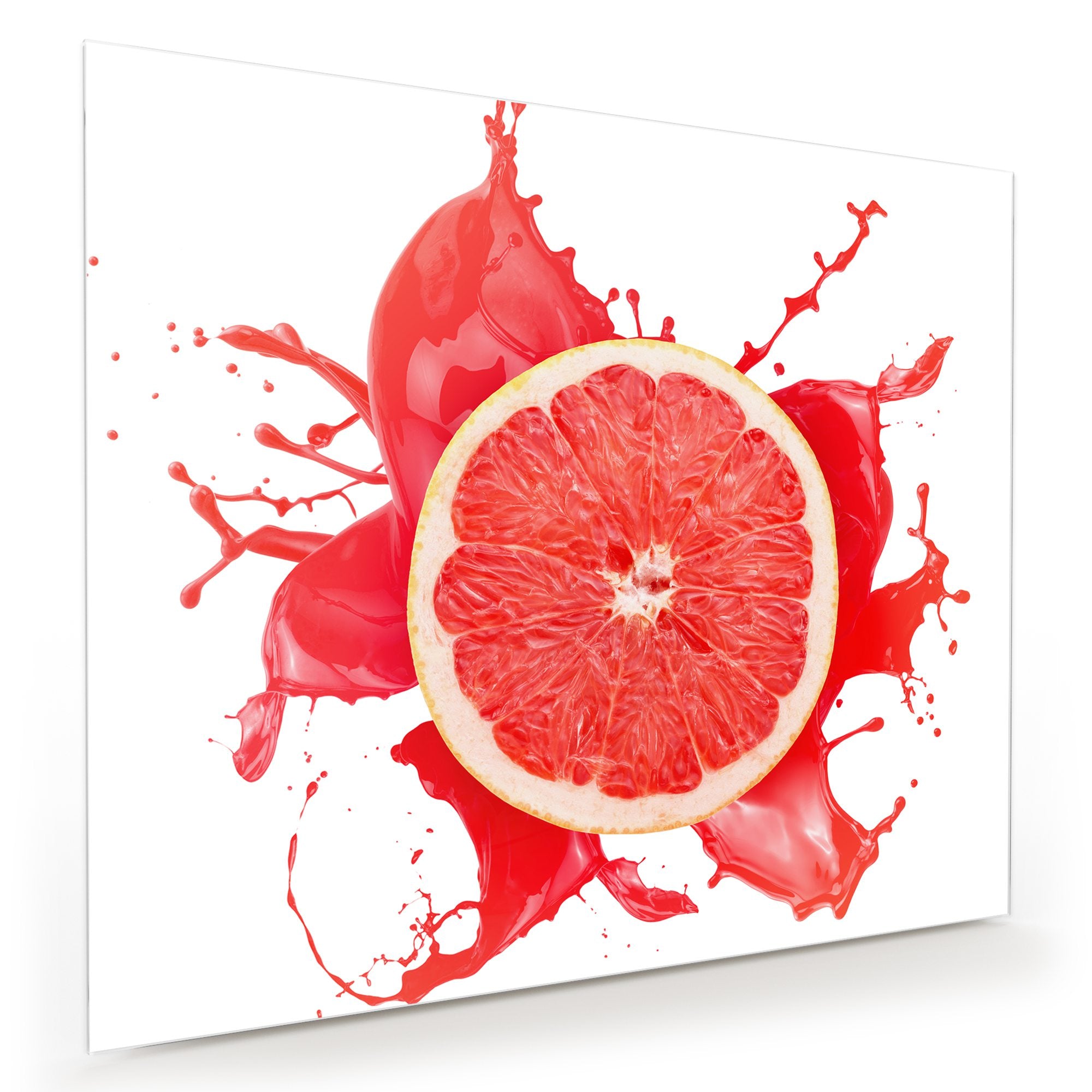 Wandbild - Blutorange mit Spritzer