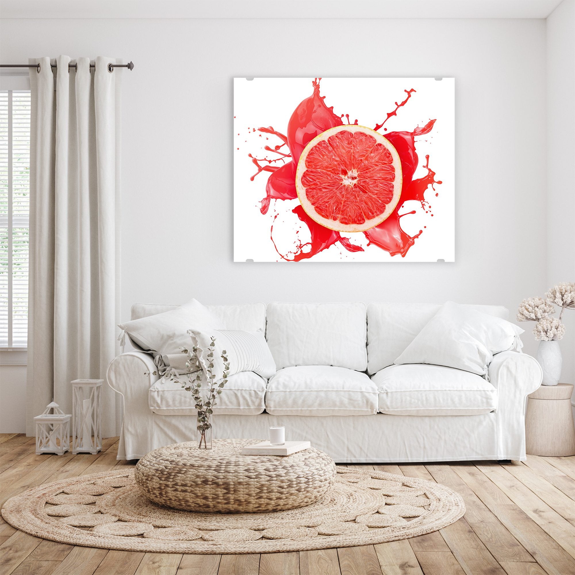 Wandbild - Blutorange mit Spritzer