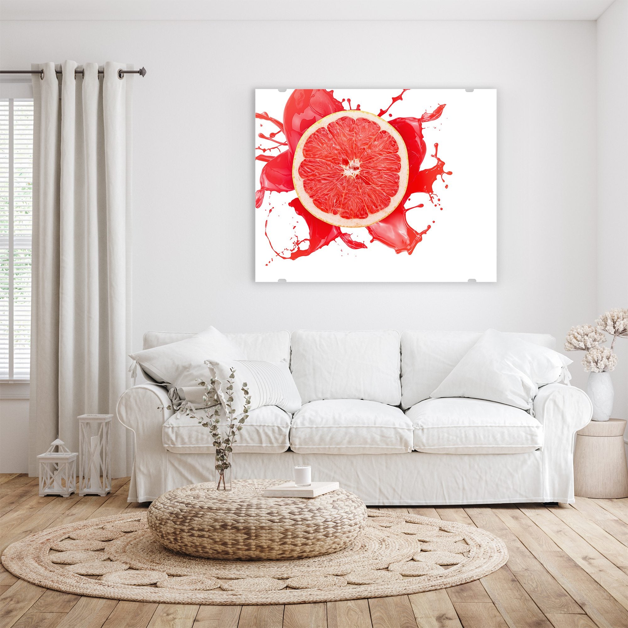 Wandbild - Blutorange mit Spritzer