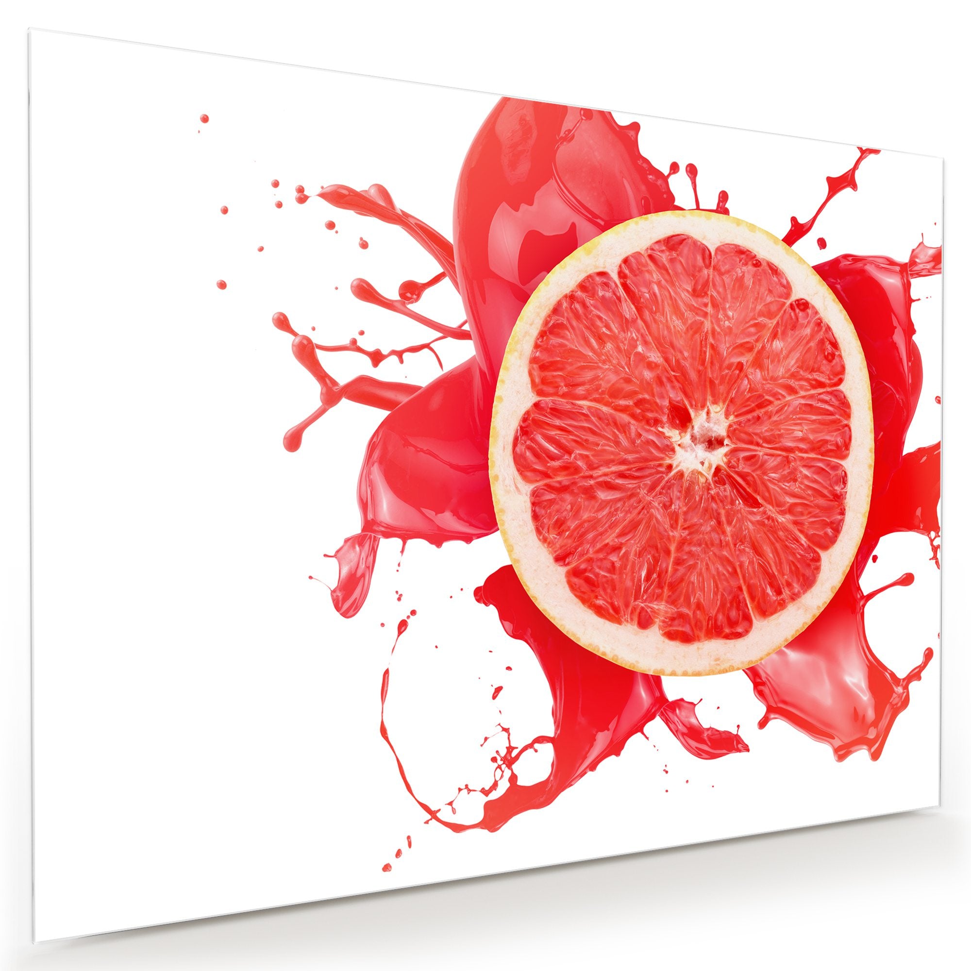 Wandbild - Blutorange mit Spritzer