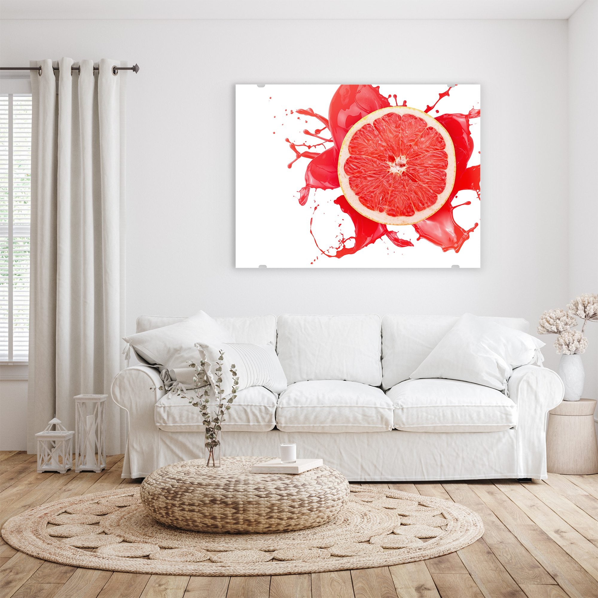 Wandbild - Blutorange mit Spritzer